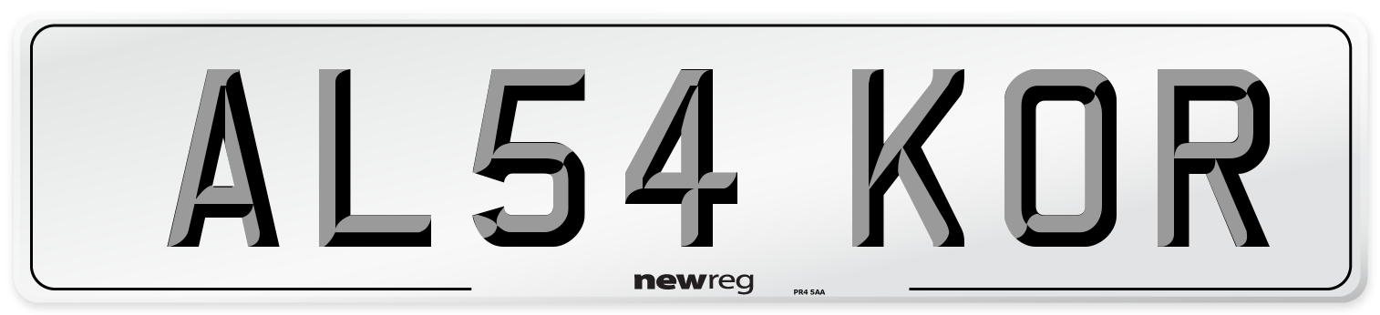 AL54 KOR Number Plate from New Reg
